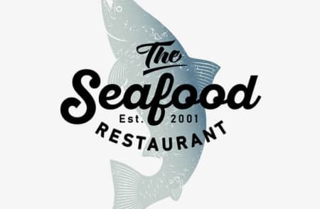 Restaurant logo with fish on the background